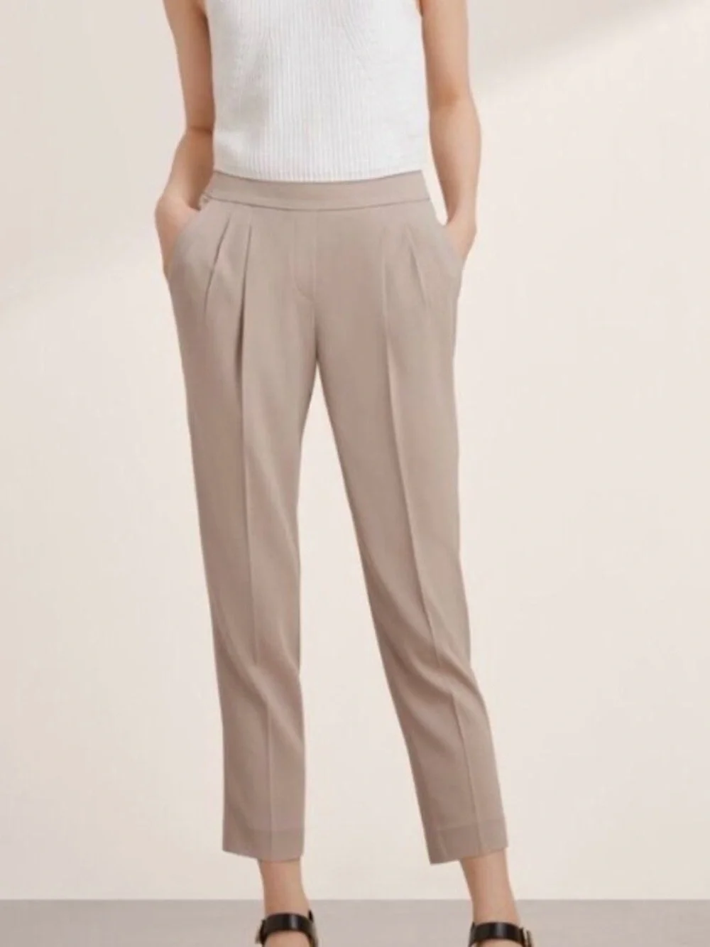 NWT ARITZIA Babaton Cohen Linen Blend Pant Cropped Tan Business Casual Women’s 0